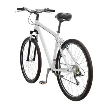 White bicycle, side back view isolated on white background, 3D illustration Stock Illustration