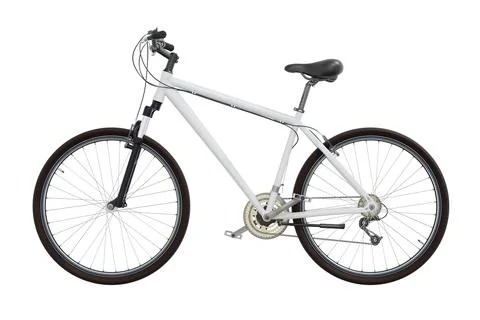 White bicycle, side view isolated on white background, 3D illustration Stock Illustration