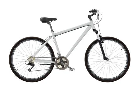 White bicycle, side view isolated on white background, 3D illustration Stock Illustration