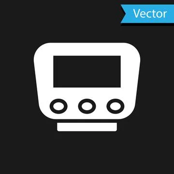 White Bicycle speedometer icon isolated on black background. Vector Stock Illustration