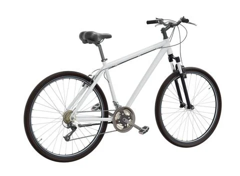 White bicycle, top back view isolated on white background, 3D illustration Stock Illustration