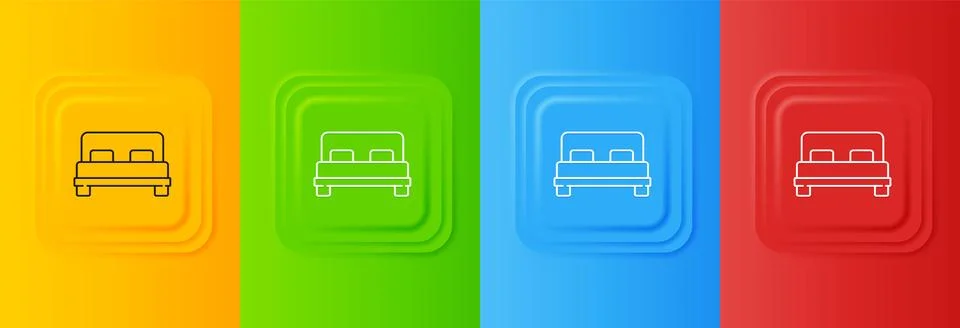 White Big bed for two or one person icon isolated on colorful background. S.. Stock Illustration