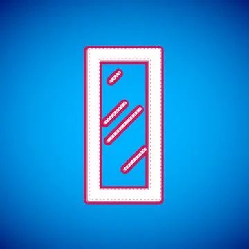 White Big full length mirror for bedroom, shops, backstage icon isolated on blue Illustrazione stock