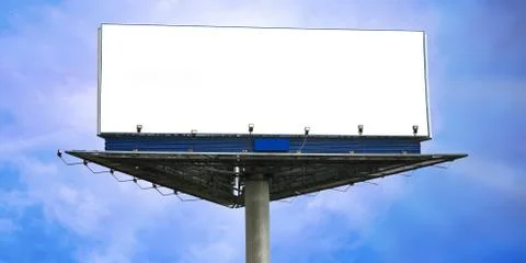 White billboard on the background of the sky Stock Photos