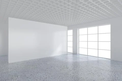 White billboard in an empty office with large windows and beautiful diffused Stock-Illustration
