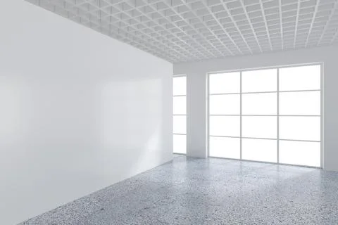 White billboard in an empty office with large windows and beautiful diffused 스톡 일러스트