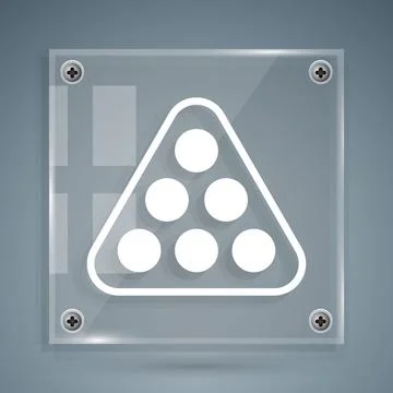 White Billiard balls in a rack triangle icon isolated on grey background. Square Stock Illustration