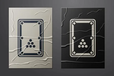 White Billiard table icon isolated on crumpled paper background. Pool table イラスト素材