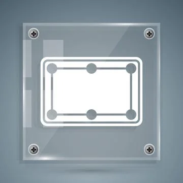 White Billiard table icon isolated on grey background. Pool table. Square glass イラスト素材