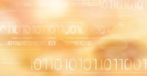 White binary code against yellow bokeh Stock Illustration