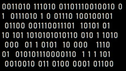 White binary code fast random typing on old display. Stock Footage 125415457