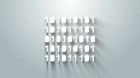 White Binary code icon isolated on grey background. 4K Video motion graphic Stock Footage 145860971