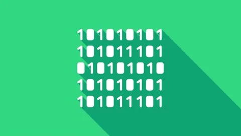 White Binary code icon isolated on green background. 4K Video motion graphic Stock Footage 147150594
