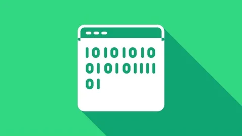 White Binary code icon isolated on green background. 4K Video motion graphic Stock Footage 147158245