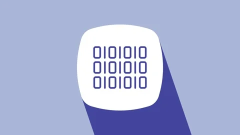White Binary code icon isolated on purple background. 4K Video motion graphic Stock Footage 225896221