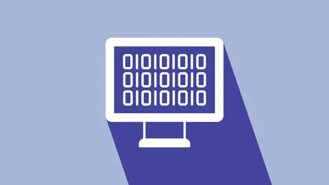 White Binary code icon isolated on purple background. 4K Video motion graphic Stock Footage 225896945