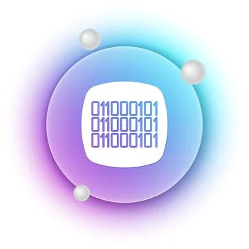 White Binary code icon isolated on white background. Blue and purple gradie.. Stock Illustration