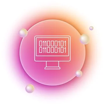 White Binary code icon isolated on white background. Orange and pink gradie.. Stock Illustration