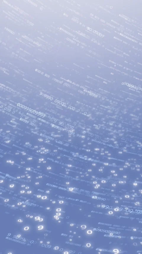 White binary data field background soft glowing numbers, pale blue haze, and bri Stock Footage 340549288