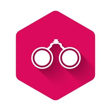 White Binoculars icon isolated with long shadow background. Find software sign Stock Illustration
