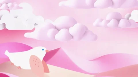 White Bird with clouds in Dessert Video stock 301668382