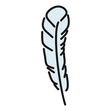 White bird feather simple line drawing illustration Stock Illustration