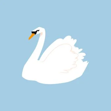 White bird. Feathered in a flat style isolated on a white background. Illustrazione stock