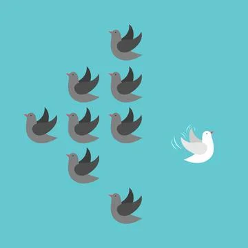 White bird flying opposite Stock Illustration