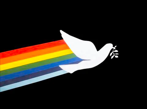 White bird with rainbow isolated Stock Illustration