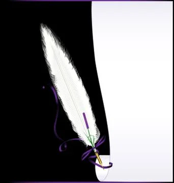White black background paper and pen Stock Illustration