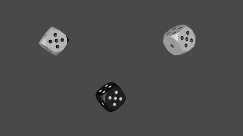 White Black Dice Loop Moving, 3D Rendering Stock Footage 102208185