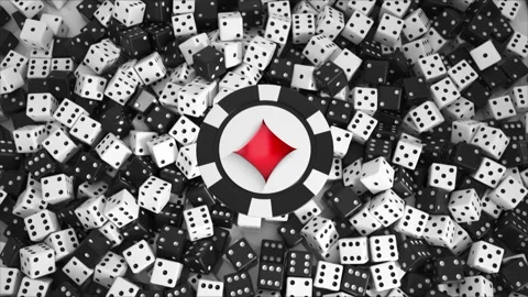 White Black Dices Falling with diamond chip Stock Footage 231326022