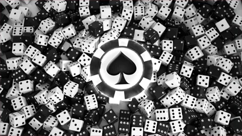 White Black Dices Falling Stock Footage 231284791