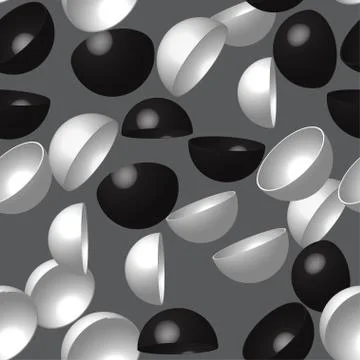 White Black Hemispheres Seamless Pattern Illustrazione stock