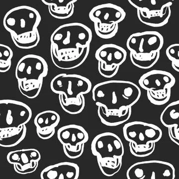White on Black Skulls Pattern Stock Illustration