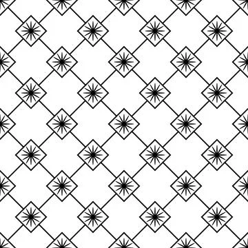 White black tiny floral geometric    Illustrazione stock