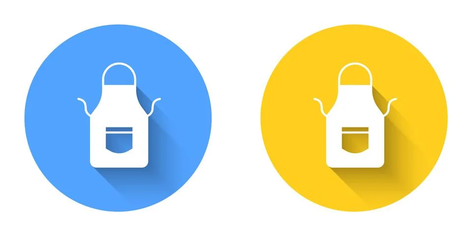 White Blacksmith apron icon isolated with long shadow background. Protective Stock Illustration