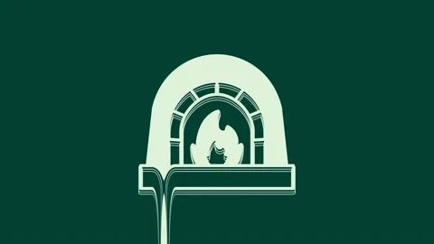 White Blacksmith oven icon isolated on green background. 4K Video motion graphic Stock Footage 236054130