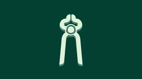 White Blacksmith pliers tool icon isolated on green background. 4K Video motion Stock Footage 236054193