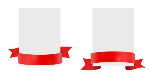 White Blank A4 Leaf Template with Red Ribbon. Vector Illustration Illustrazione stock