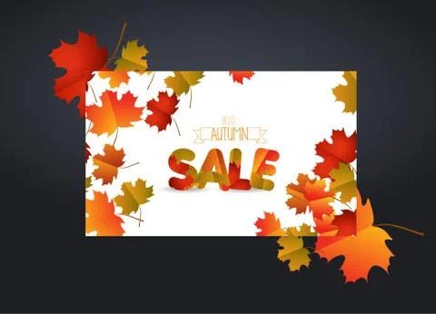 White blank with autumn maple leaves on background for design banner, ticket, Stock Illustration