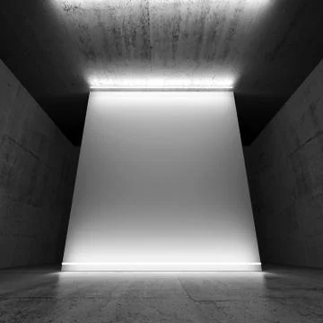 White blank banner in empty room Stock Illustration
