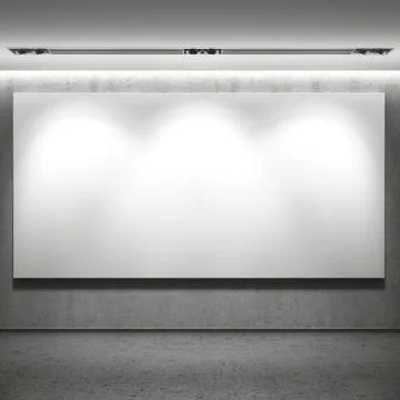 White blank banner on the wall Stock Illustration