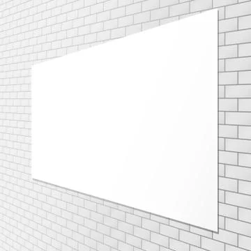 White blank billboard attached to perspective brick wall Stock Illustration