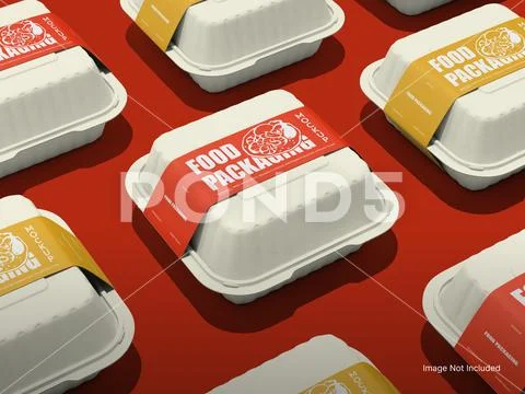 White Blank Burger Food Packaging Box Mockup Top View 3D Rendering Fast Food Modello PSD