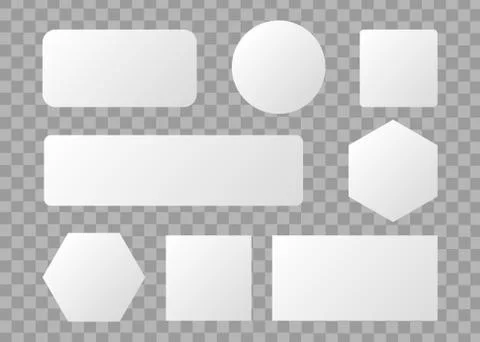 White blank button. Round square buttons. 3d vector buttons Stock Illustration