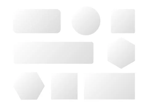 White blank button. Round square buttons. 3d buttons 库存插图