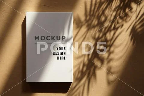 White blank canvas mockup hanging on wall with shadows PSD Template