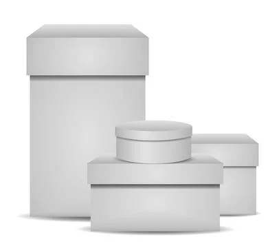 White blank cardboard boxes in various shapes and sizes Stock Illustration