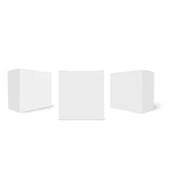 White blank cardboard package boxes mockup. Vector Stock Illustration